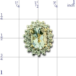 Y1443 14K ROUNDAQUAMARINE SLIDE SURROUNDED BY DIAMONDS 